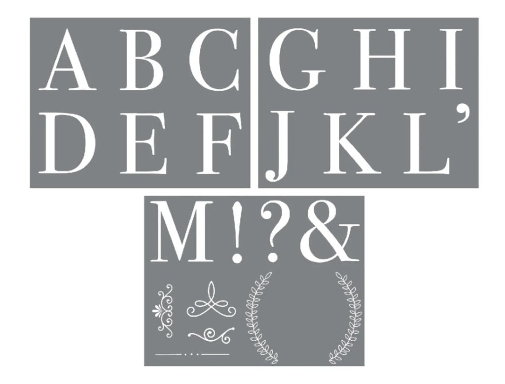 Alphabet A-Z – 8.5 x 11 Amy Howard Home mesh stencil