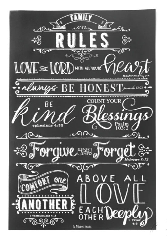 Family Rules – 12 x 18 Amy Howard Home mesh stencil