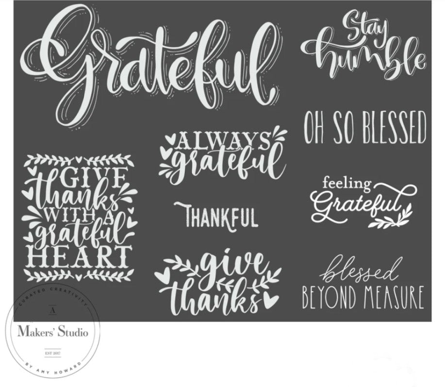 Grateful Quotes – 8.5 x 11 Amy Howard Home mesh stencil