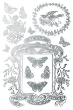 Gilded Transfer – butterfly, birds, flowers