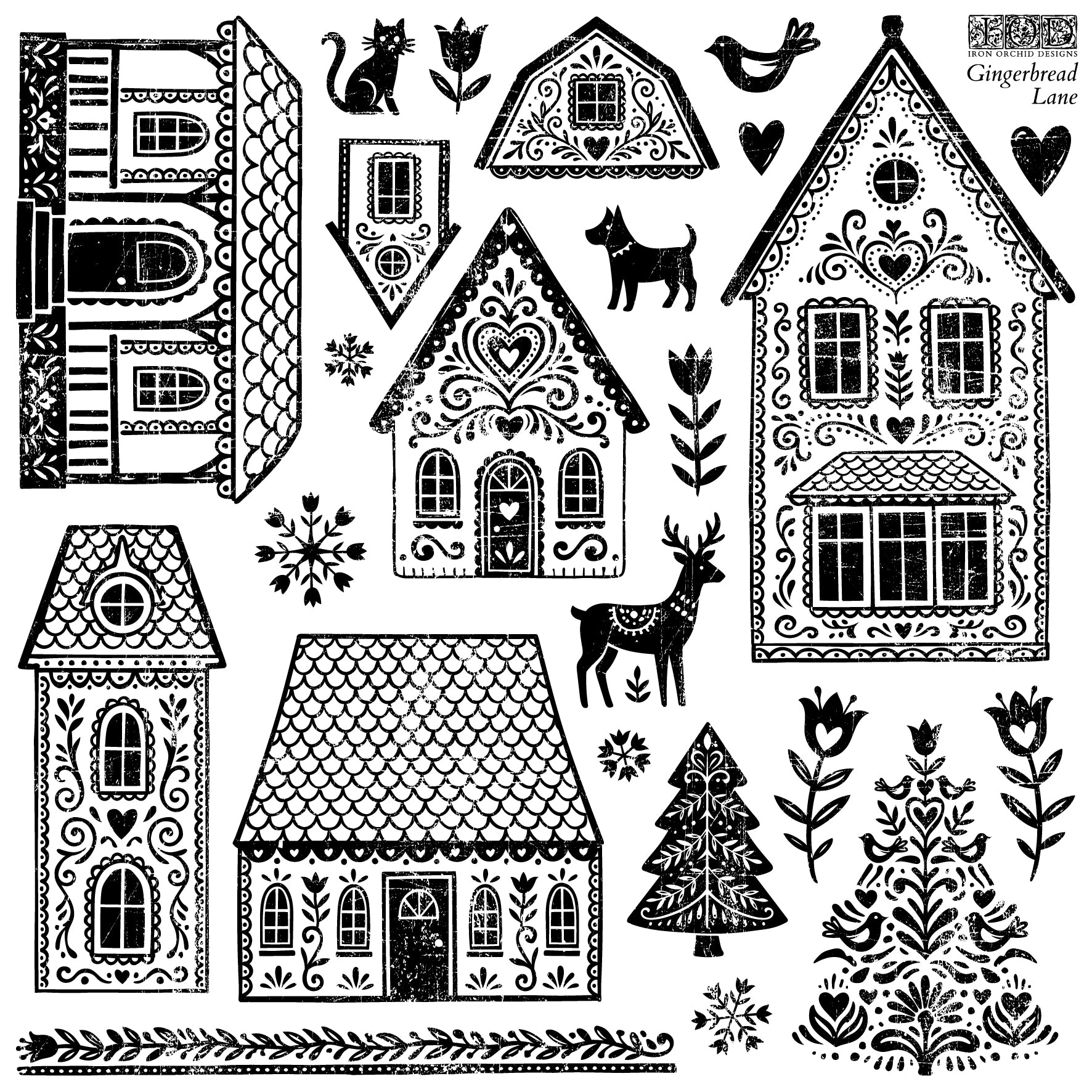 Gingerbread Lane IOD Decor Stamp 12x12