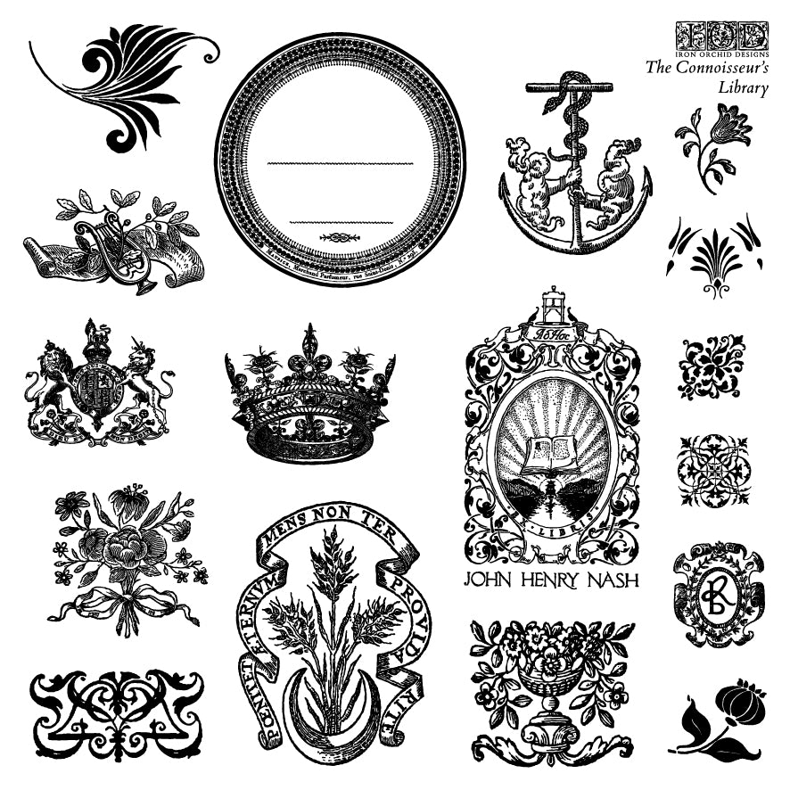 The Connoisseur's Library IOD Stamp 6x6 (4 sheets - boxed)