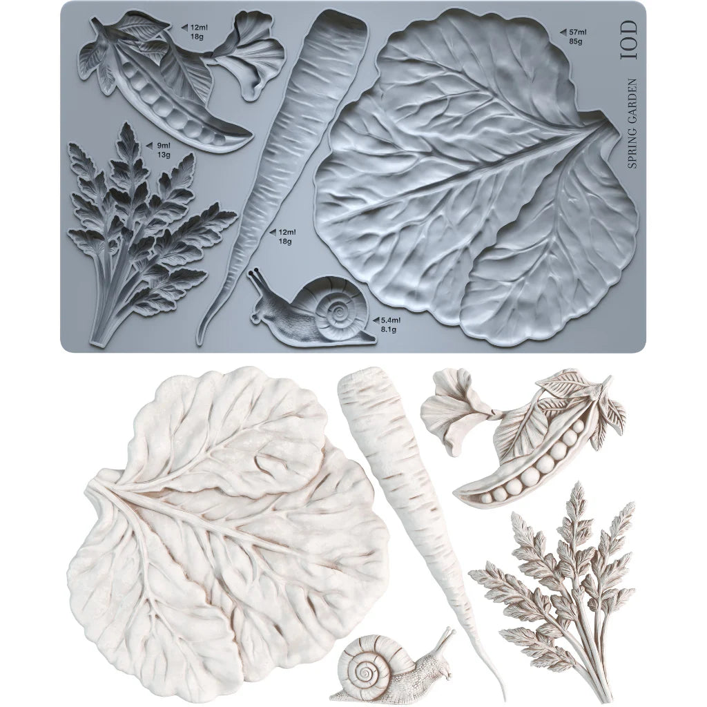 Spring Garden 6 x 10 IOD Mould – shows cabbage and carrot mould
