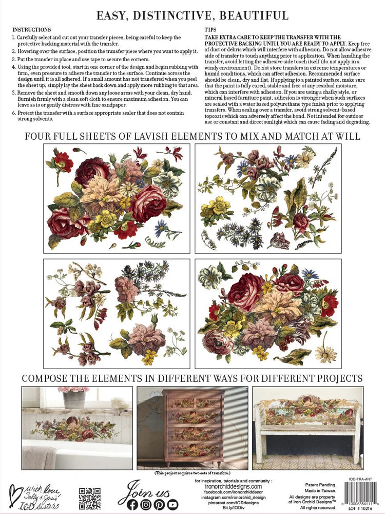 Floral Anthology IOD Transfer Pad 12x16