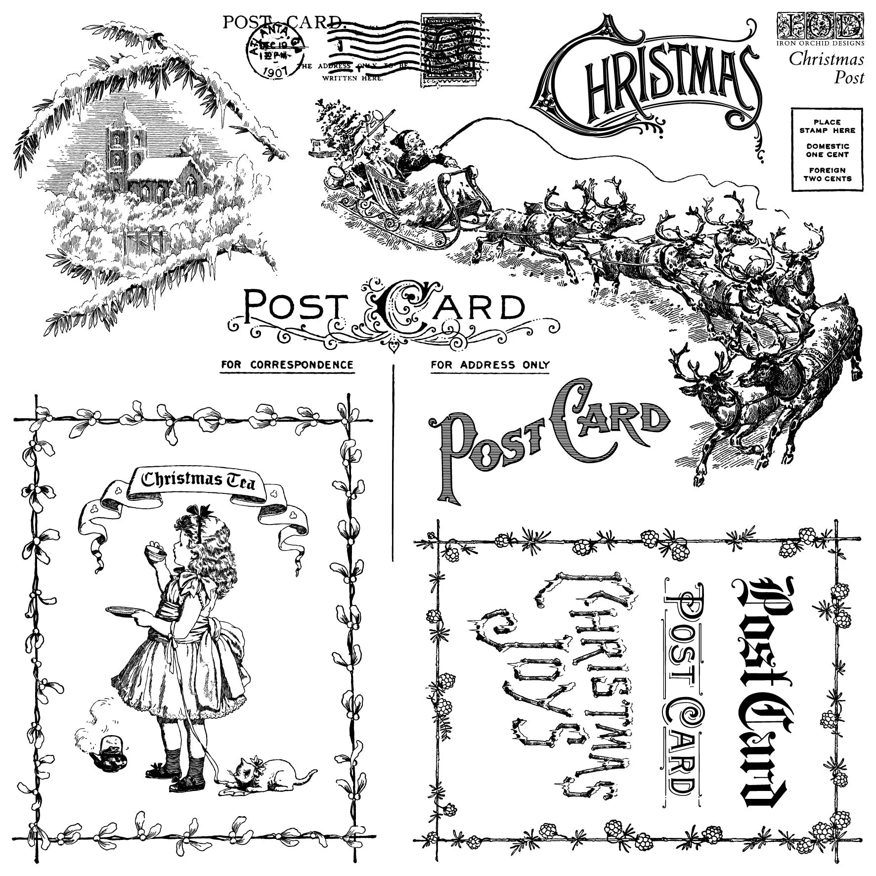 Christmas Post IOD Stamp 12x12
