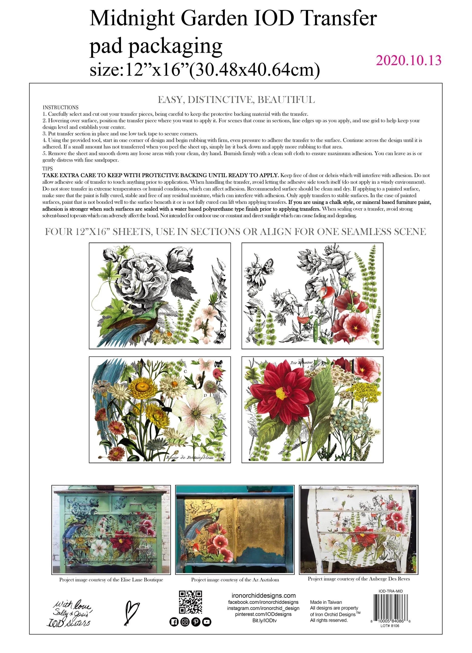 Midnight Garden IOD Transfer Pad 12x16