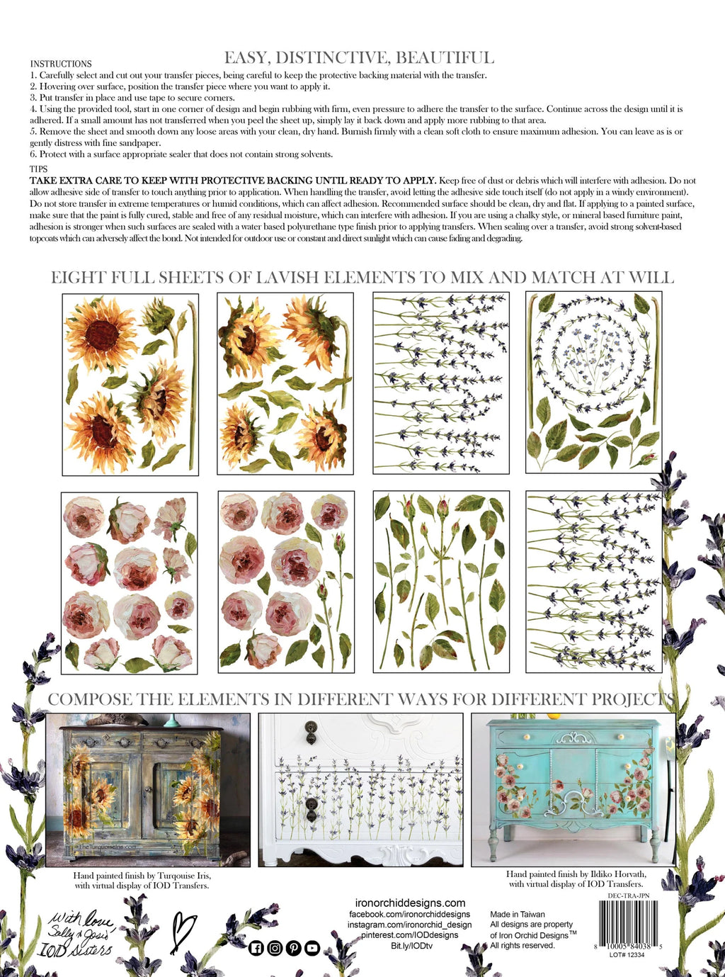 Painterly Florals IOD Transfer Pad 12x16