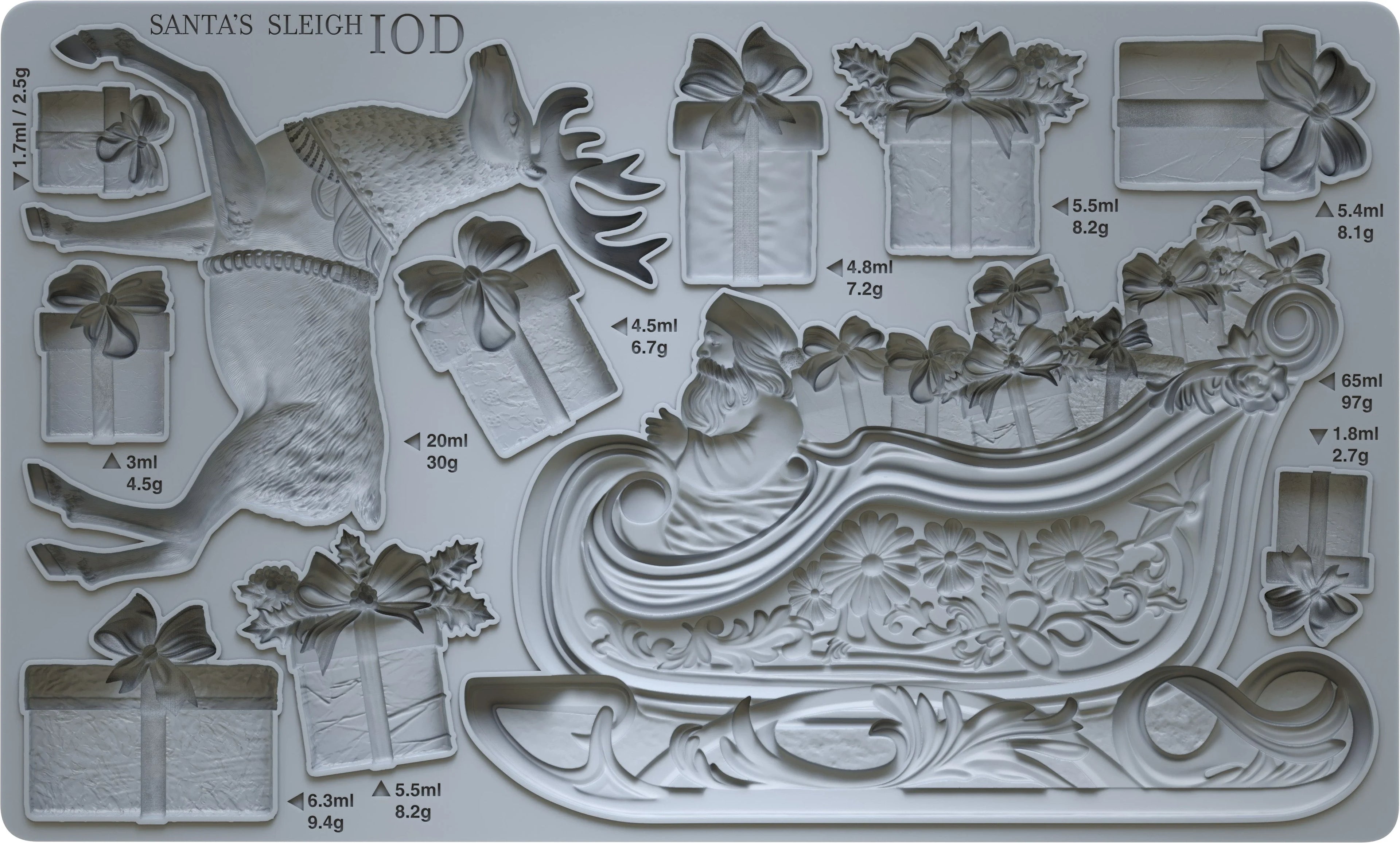 Santa’s Sleigh IOD mould 6x10