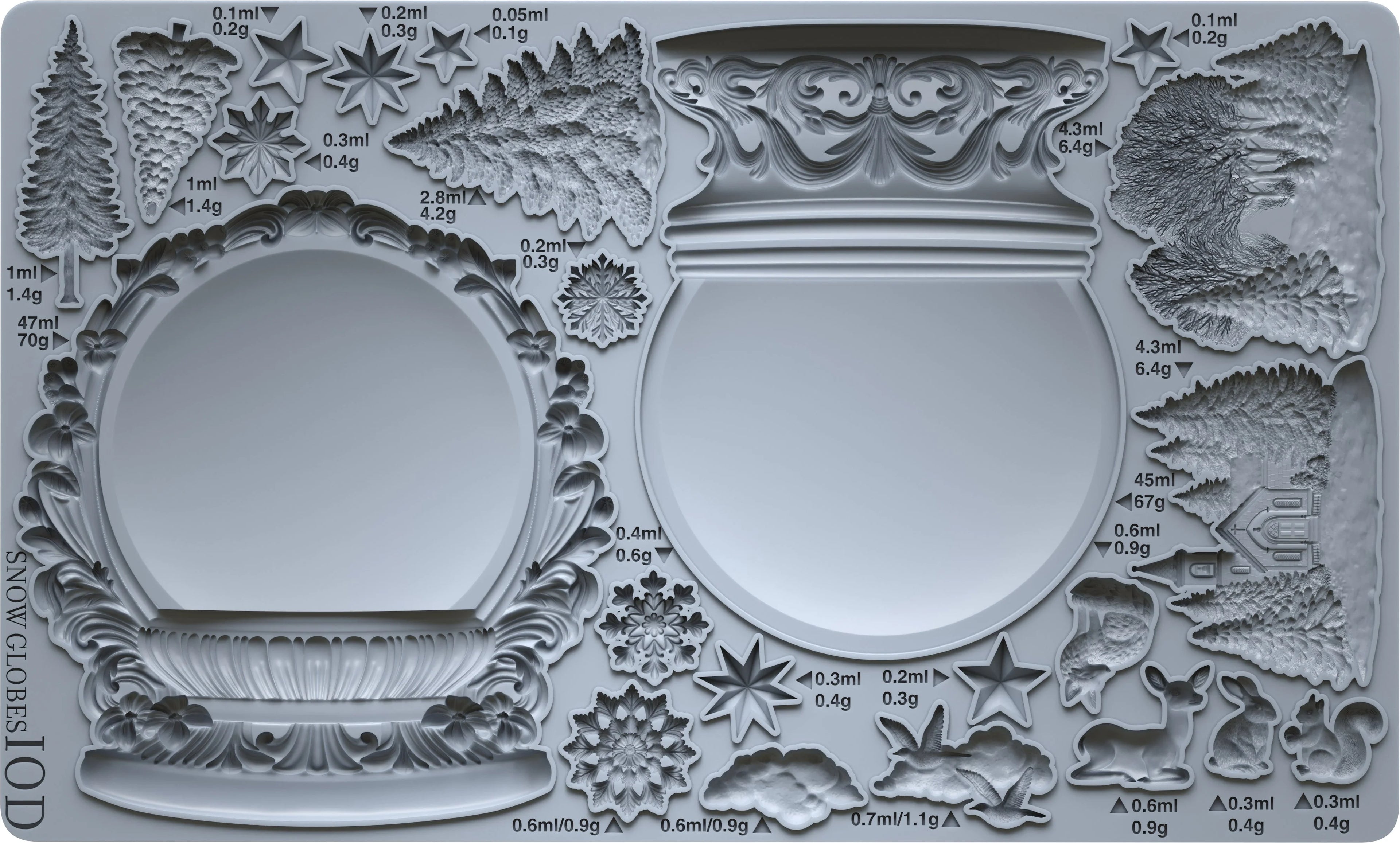 Snow Globes IOD mould 6x10