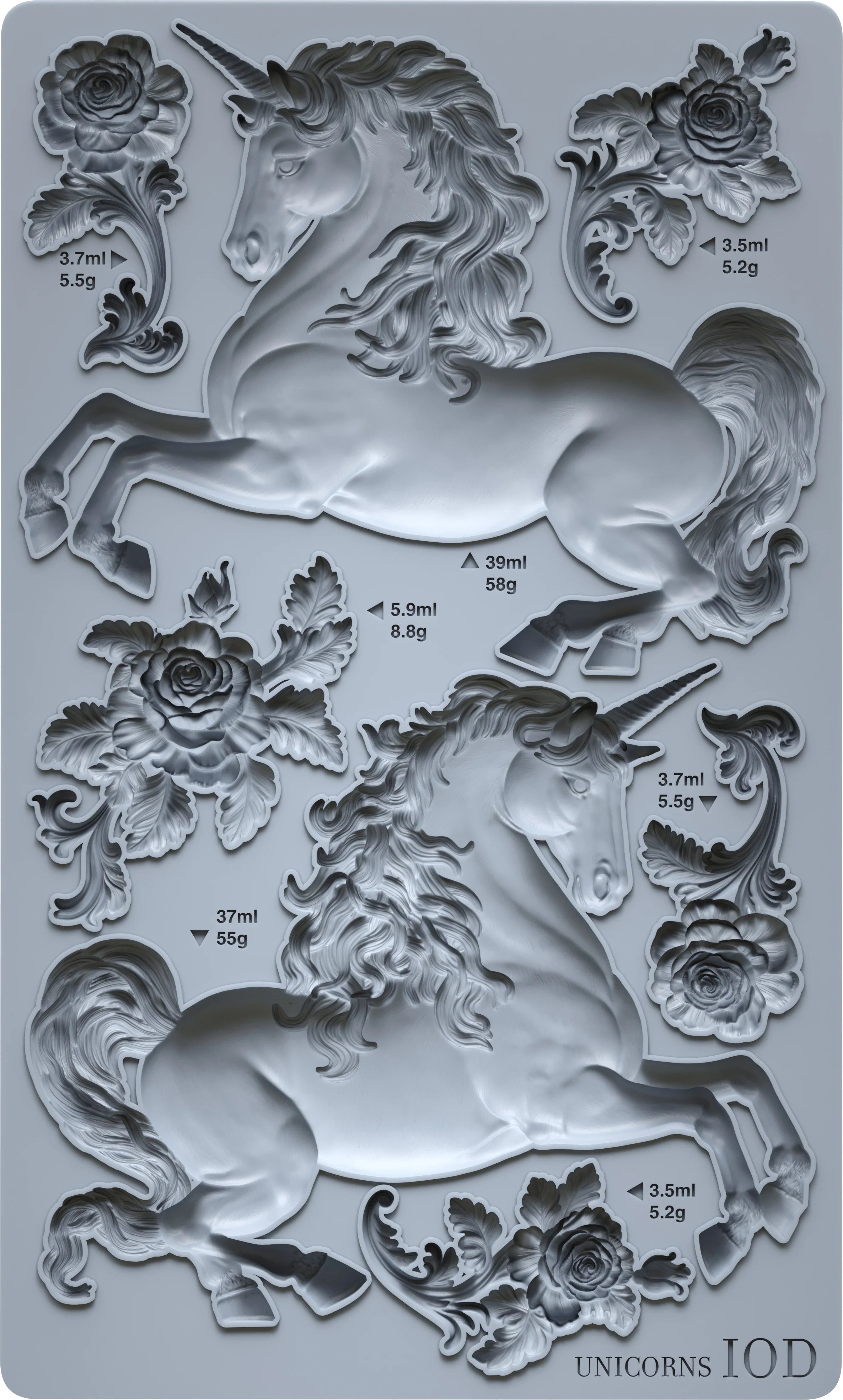 Unicorns IOD mould 6x10